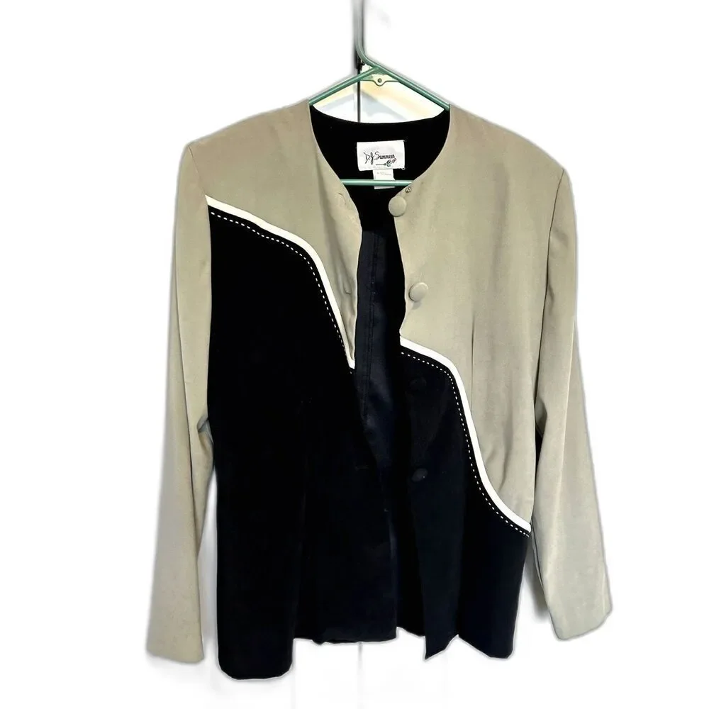 VINTAGE DJ SUMMERS Faux Suede Women's Blazer Jacket Button Up 1980s Office Sz 8 - Picture 2 of 14